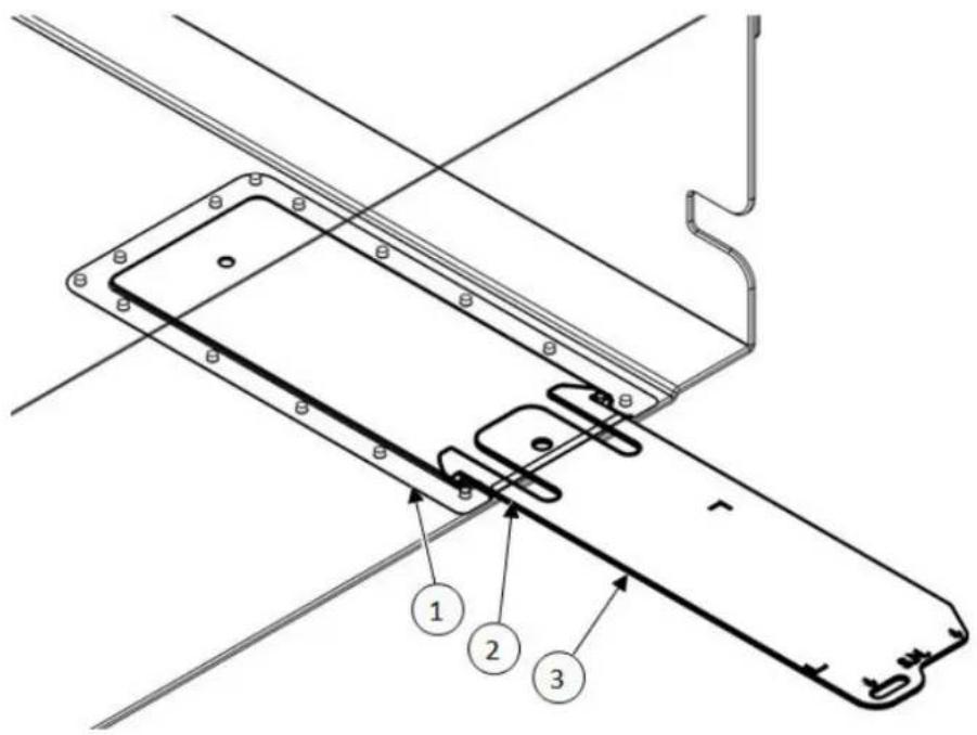 Technical diagram of a device with numbered components, likely for assembly or maintenance instructions.