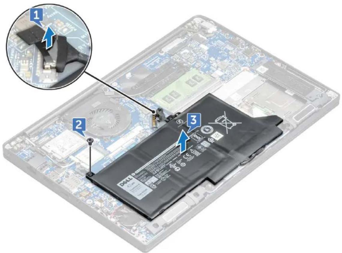 DELL Latitude 7380 - Removing 3-cell battery - 1