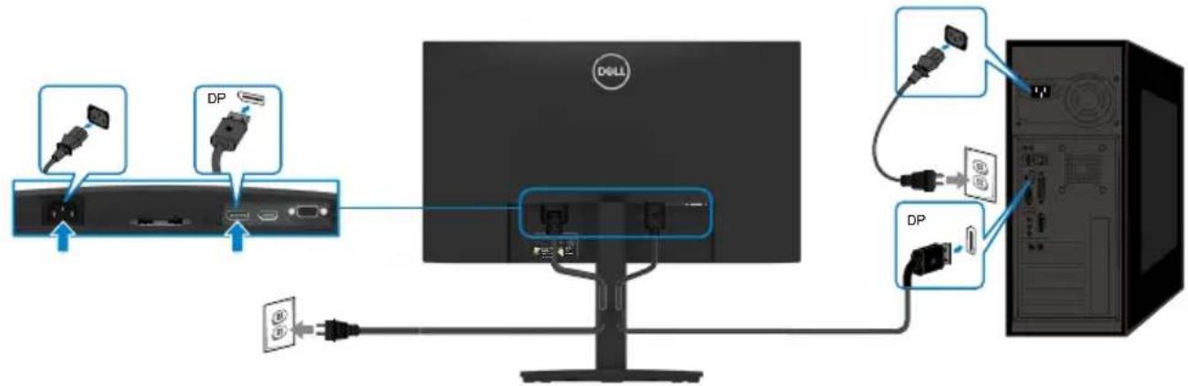 DELL E Series E2222HS - DP-Kabel anschließen - 1