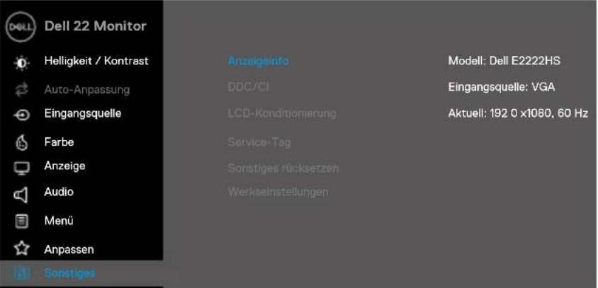DELL E Series E2222HS - Auf das OSD-Menü zugreifen - 21