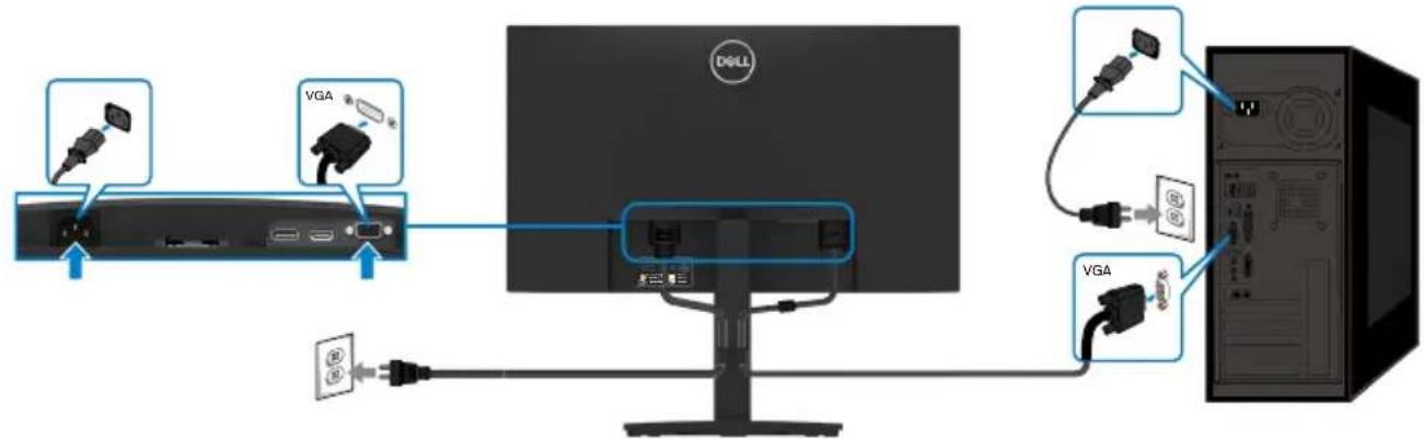 DELL E Series E2222HS - VGA-Kabel anschließen - 1