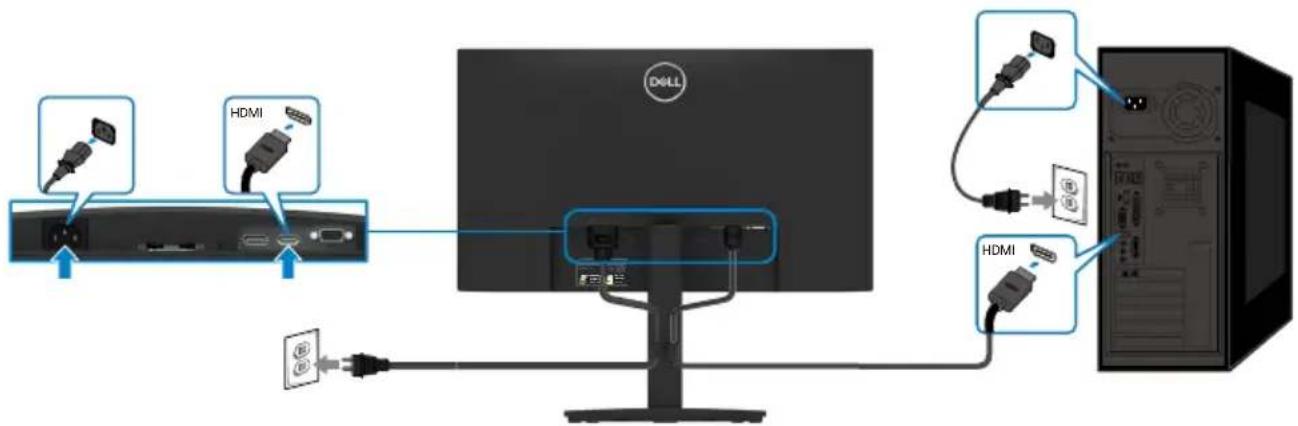 DELL E Series E2222HS - HDMI-Kabel anschließen - 1