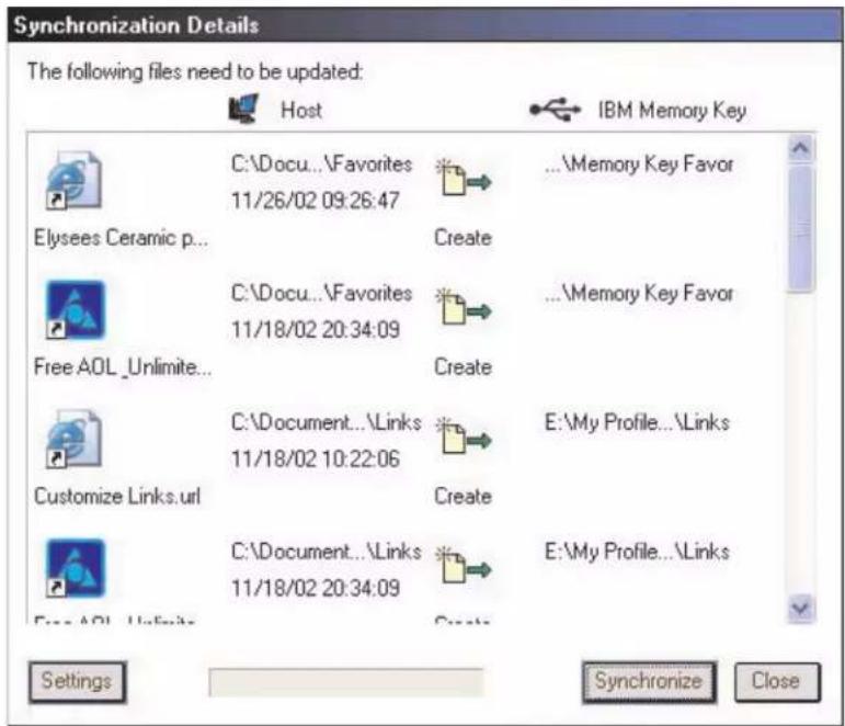 IBM Memory Key - Synchronizing previously selected folders - 1