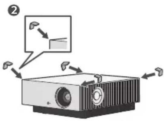 Diagram showing a projector with labeled components and an instructional arrow, likely illustrating a physics or engineering concept.