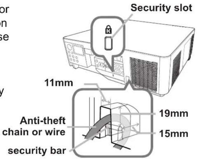 MAXELL MC-WX8751W - Using the security bar and slot - 1