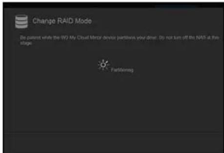 WESTERN DIGITAL My Cloud Mirror WDBWVZ0060JWT - WARNING! Changes made to your RAID mode will delete all of your data and your user settings. See "Saving a Configuration File" on page 122 for information on saving your user settings. - 9