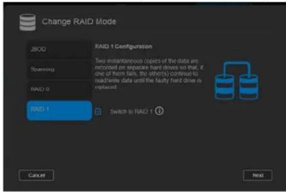 WESTERN DIGITAL My Cloud Mirror WDBWVZ0060JWT - WARNING! Changes made to your RAID mode will delete all of your data and your user settings. See "Saving a Configuration File" on page 122 for information on saving your user settings. - 3