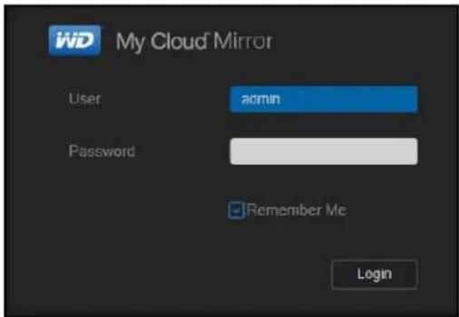 WESTERN DIGITAL My Cloud Mirror WDBWVZ0060JWT - Logging into WD My Cloud Mirror - 1