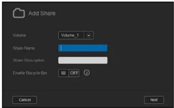 WESTERN DIGITAL My Cloud Mirror WDBWVZ0060JWT - Creating a New Share - 1