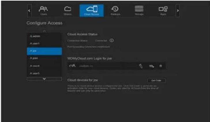 WESTERN DIGITAL My Cloud Mirror WDBWVZ0060JWT - Configuring Cloud Access for a User - 3