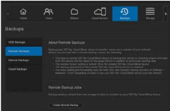 WESTERN DIGITAL My Cloud Mirror WDBWVZ0060JWT - Creating a Remote Backup - 1