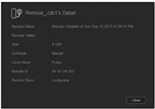 WESTERN DIGITAL My Cloud Mirror WDBWVZ0060JWT - Viewing the Details of a Remote Backup Job - 3