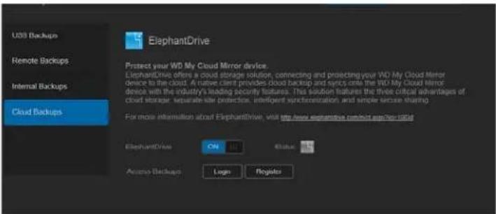 WESTERN DIGITAL My Cloud Mirror WDBWVZ0060JWT - Enabling ElephantDrive Cloud Backup - 2
