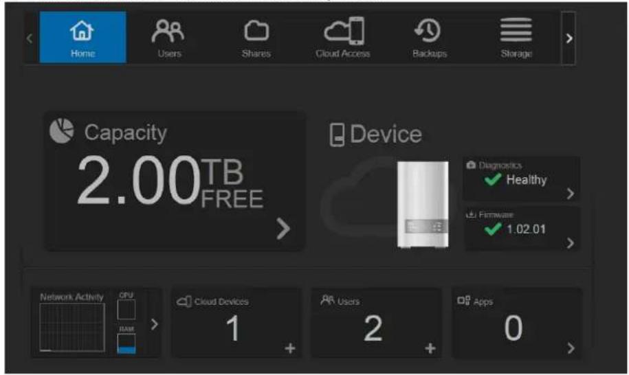 WESTERN DIGITAL My Cloud Mirror WDBWVZ0060JWT - Viewing Device Status and Making Updates on the Home Page - 1