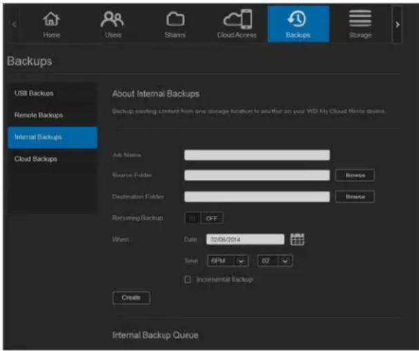 WESTERN DIGITAL My Cloud Mirror WDBWVZ0060JWT - Creating an Internal Backup - 1