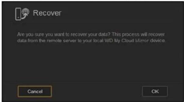 WESTERN DIGITAL My Cloud Mirror WDBWVZ0060JWT - Recovering a Remote Backup - 2