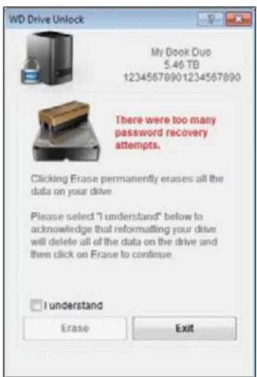 WESTERN DIGITAL My Book Duo WDBLWE0160JCH - Using Five Invalid Passwords - 7