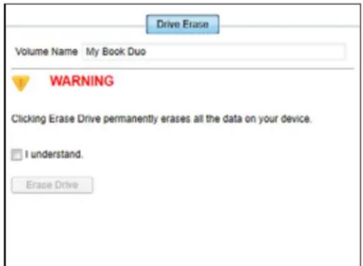 WESTERN DIGITAL My Book Duo WDBLWE0160JCH - Using the Drive Erase Function - 1