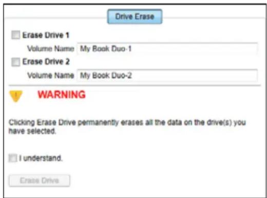 WESTERN DIGITAL My Book Duo WDBLWE0160JCH - Using the Drive Erase Function - 2