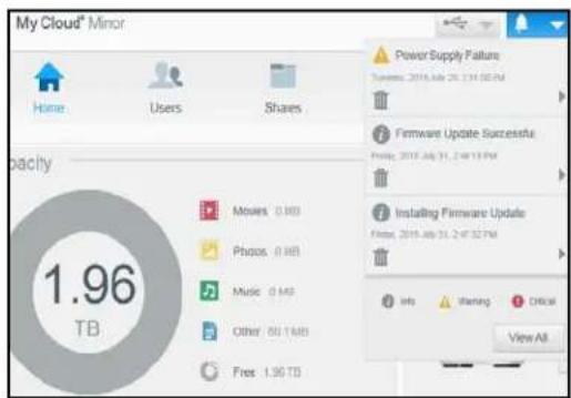 WESTERN DIGITAL My Cloud Mirror WDBWVZ0160JWT - Viewing Alert Details - 2