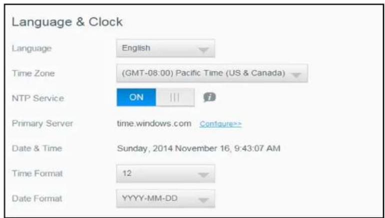 WESTERN DIGITAL My Cloud Mirror WDBWVZ0160JWT - Language and Clock - 1