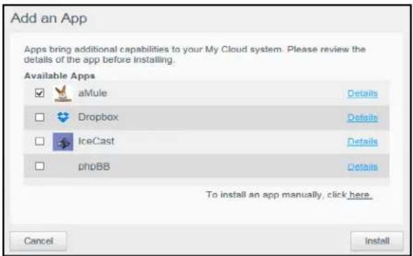 WESTERN DIGITAL My Cloud Mirror WDBWVZ0160JWT - Adding an App - 1
