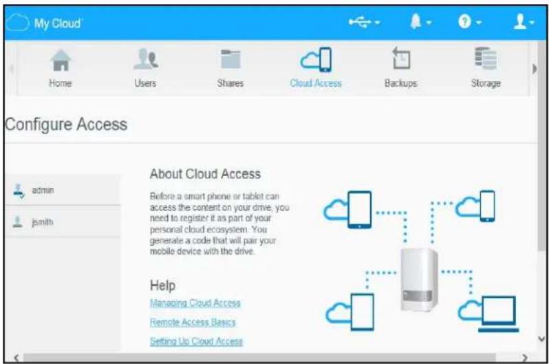 WESTERN DIGITAL My Cloud Mirror WDBWVZ0160JWT - Configuring Cloud Access for a User - 1