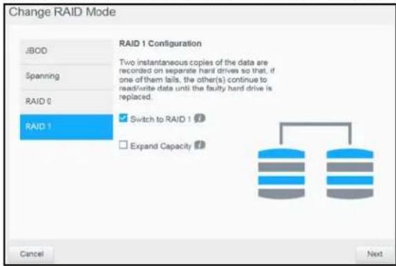 WESTERN DIGITAL My Cloud Mirror WDBWVZ0160JWT - Select the RAID mode you'd like to use for your My Cloud Mirror device. - 1