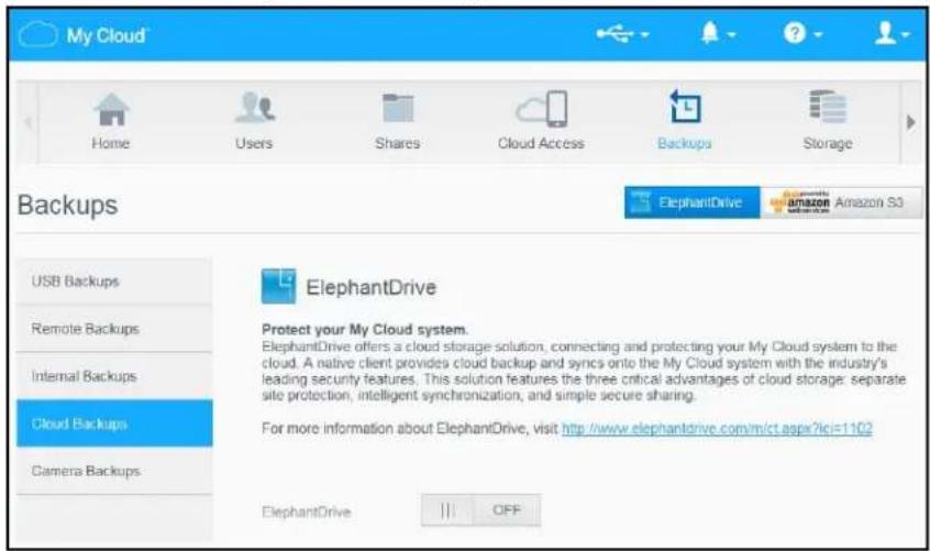 WESTERN DIGITAL My Cloud Mirror WDBWVZ0160JWT - Enabling ElephantDrive Cloud Backup - 1