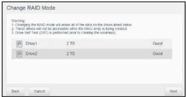 WESTERN DIGITAL My Cloud Mirror WDBWVZ0160JWT - RAID Modes include: - 1