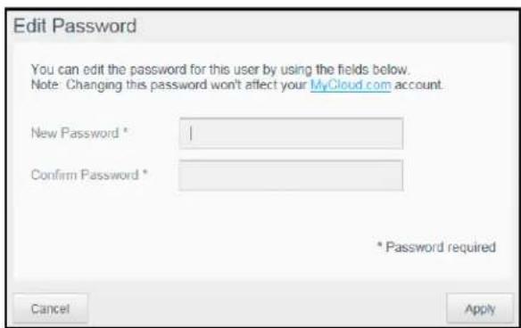 WESTERN DIGITAL My Cloud Mirror WDBWVZ0160JWT - Updating a User Password - 1