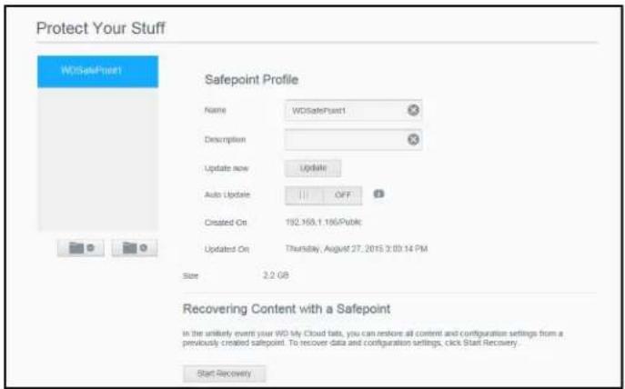 WESTERN DIGITAL My Cloud WDBCTL0080HWT - Recovering a Safepoint - 1