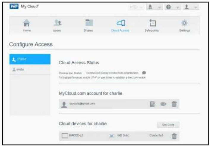WESTERN DIGITAL My Cloud WDBCTL0080HWT - Select the user. - 1