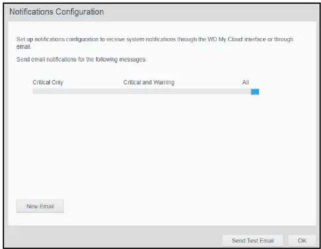 WESTERN DIGITAL My Cloud WDBCTL0080HWT - To configure notifications by email: - 1