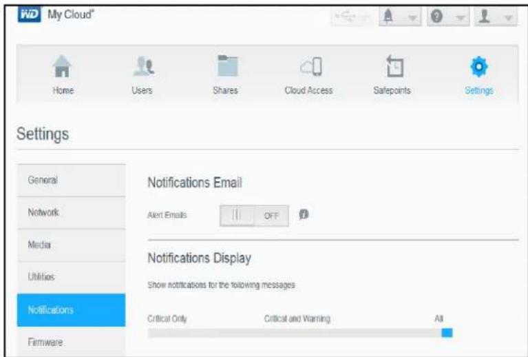 WESTERN DIGITAL My Cloud WDBCTL0080HWT - Notifications - 1