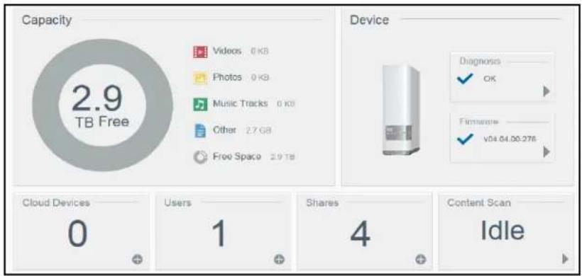 WESTERN DIGITAL My Cloud WDBCTL0080HWT - Viewing Drive Status and Making Updates - 1