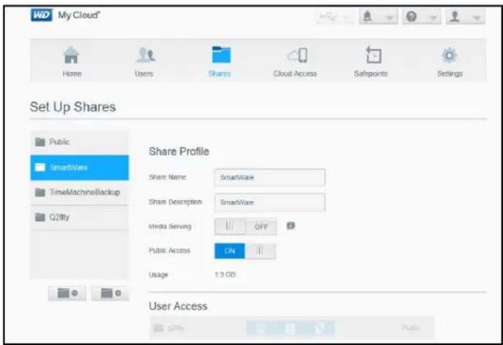 WESTERN DIGITAL My Cloud WDBCTL0080HWT - Viewing a List of Shares - 2