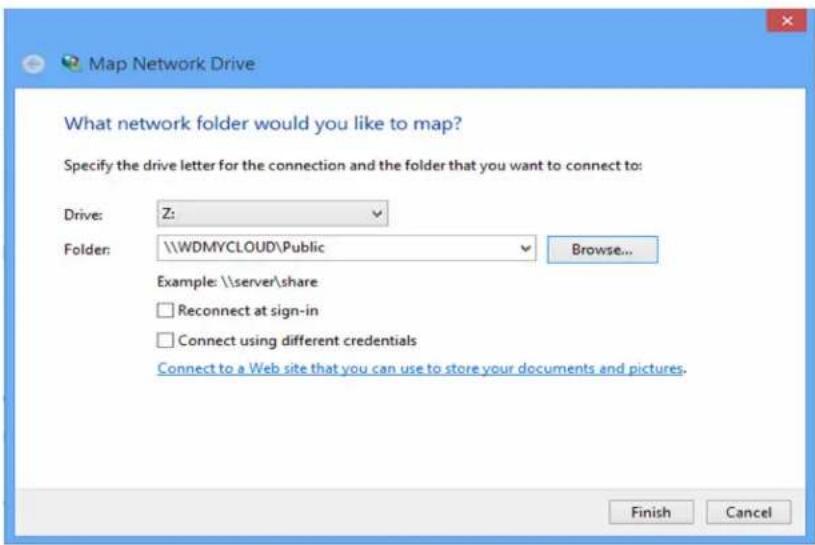 WESTERN DIGITAL My Cloud WDBCTL0080HWT - Computer > Map Network Drive. - 1