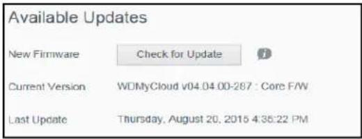 WESTERN DIGITAL My Cloud WDBCTL0080HWT - Manually Checking for Updates - 1