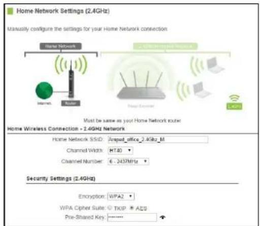 Amped Wireless Athena-EX RE2600M - 2.4GHz Wi-Fi Settings: Home Network Settings (2.4GHz) - 1