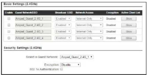 Amped Wireless Athena-EX RE2600M - 2.4GHz Wi-Fi Settings: Guest Network (2.4GHz) - 1