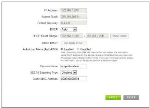 Amped Wireless Athena-EX RE2600M - Network Settings: IP Settings - 1