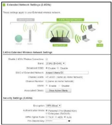 Amped Wireless Athena-EX RE2600M - 2.4GHz Wi-Fi Settings: Extended Network Settings (2.4GHz) - 1