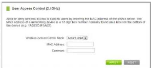 Amped Wireless Athena-EX RE2600M - 2.4GHz Wi-Fi Settings: User Access (2.4GHz) - 1