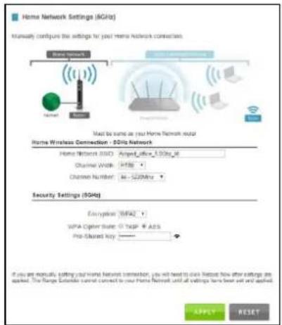 Amped Wireless Athena-EX RE2600M - 5.0GHz Wi-Fi Settings: Home Network Settings (5.0GHz) - 1