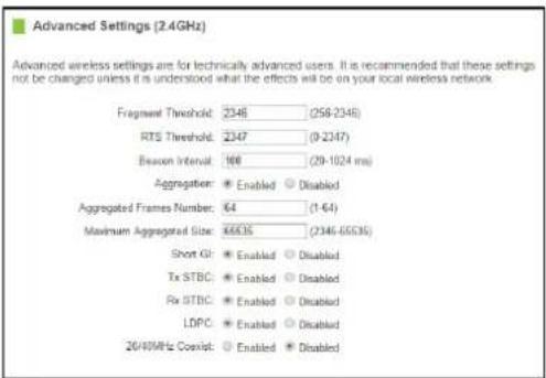 Amped Wireless Athena-EX RE2600M - 2.4GHz Wi-Fi Settings: Advanced Settings (2.4GHz) - 1