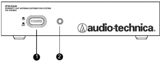 ATW-DA49 DIVERSITY UHF ANTENIA DISTRIBUTION SYSTEM 445-300 MHz POWER OFF audio-technica® ① ②