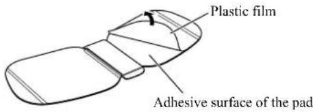 Plastic film Adhesive surface of the pad