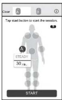 Clear A B 1 Tap start button to start the session. A STEADY 30 min. START