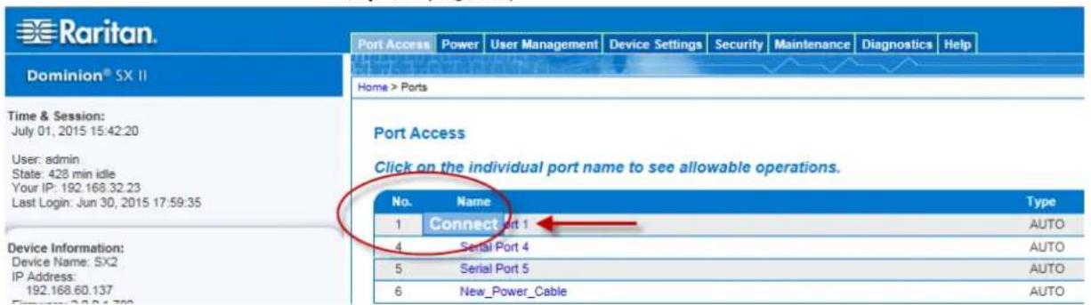 Raritan Dominion SX II - To access the Port Action menu for a target or power strip: - 1